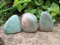 Polished Amazonite Standing Free Forms x 12 From Zimbabwe