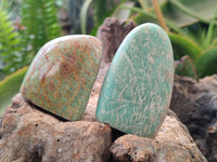 Polished Amazonite Standing Free Forms x 12 From Zimbabwe