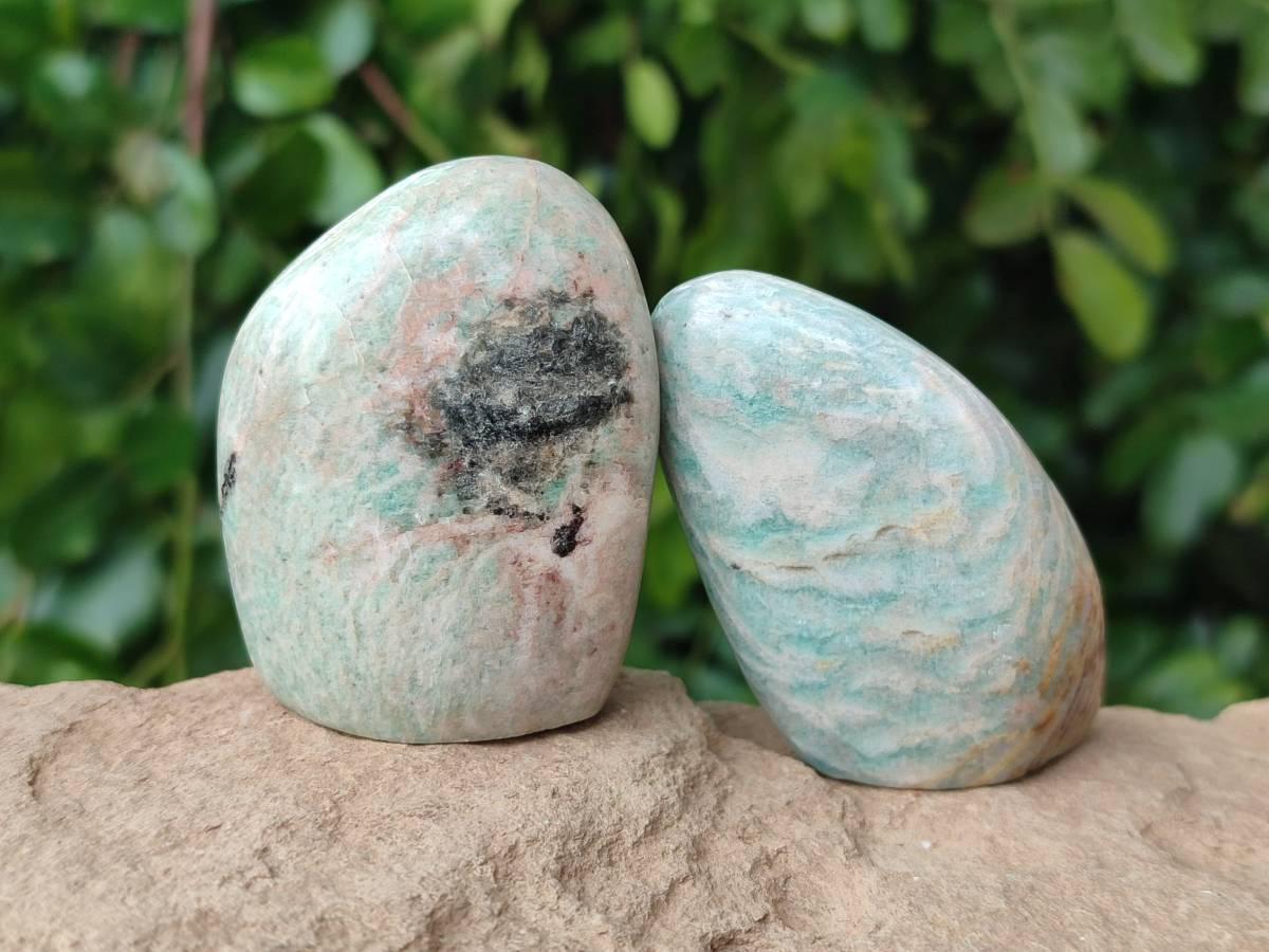 Polished Amazonite Standing Free Forms x 12 From Zimbabwe - Toprock Gemstones and Minerals 