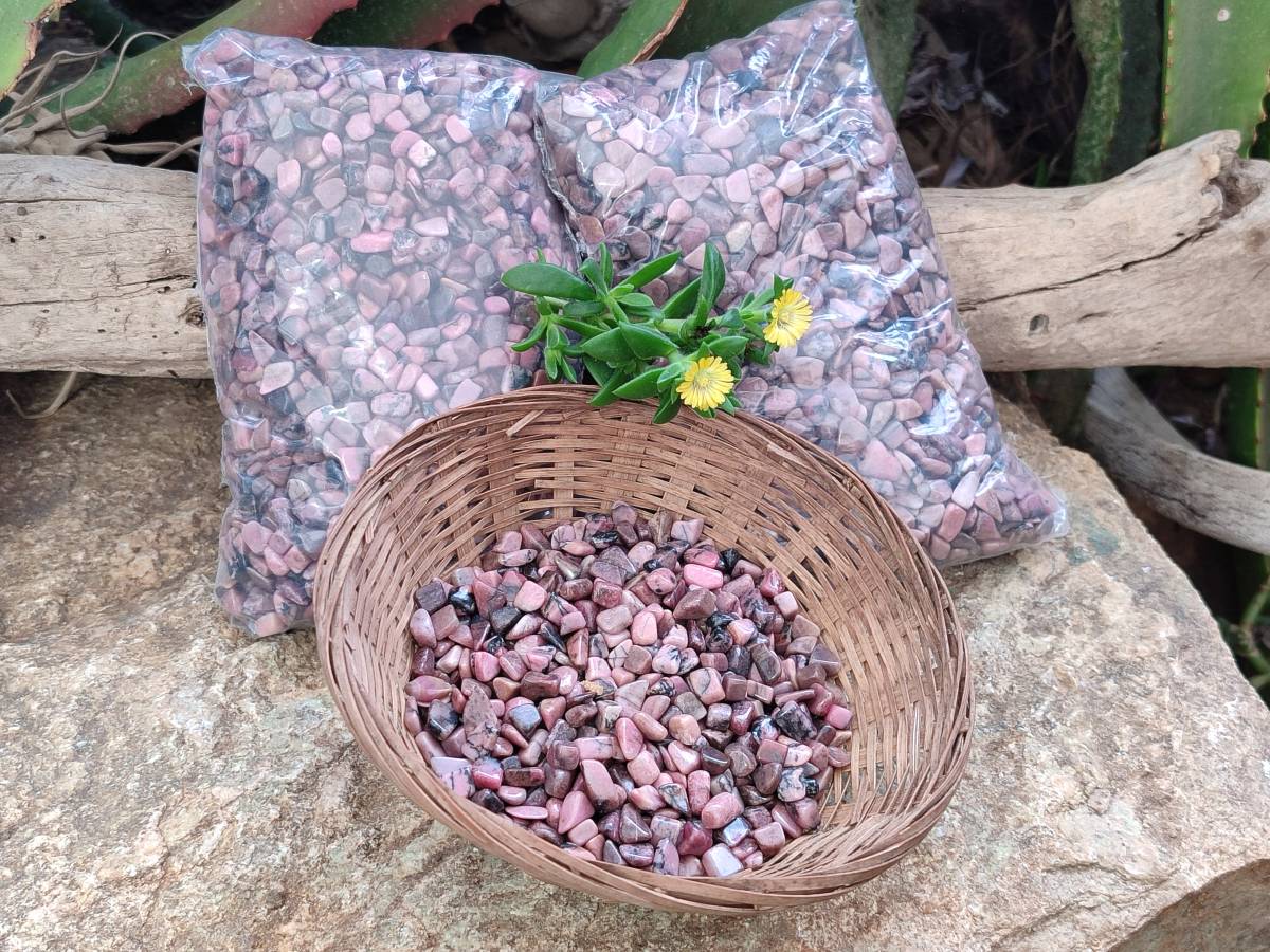 Polished Rhodonite Tumbled Stones x 6 Kg Lot From Madagascar - Toprock Gemstones and Minerals 