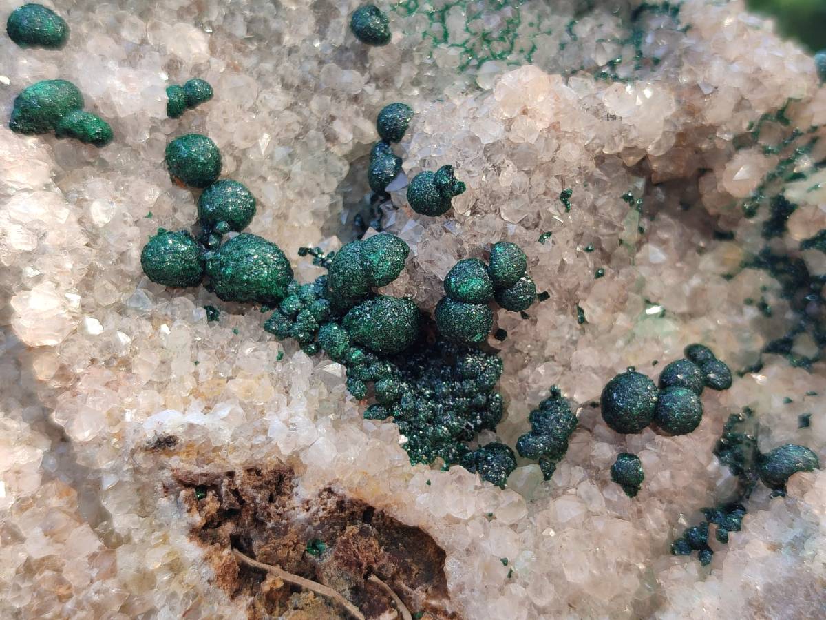 Natural Ball Malachite and Drusy Quartz On Dolomite Matrix Specimens x 1 From Kambove, Congo - Toprock Gemstones and Minerals 