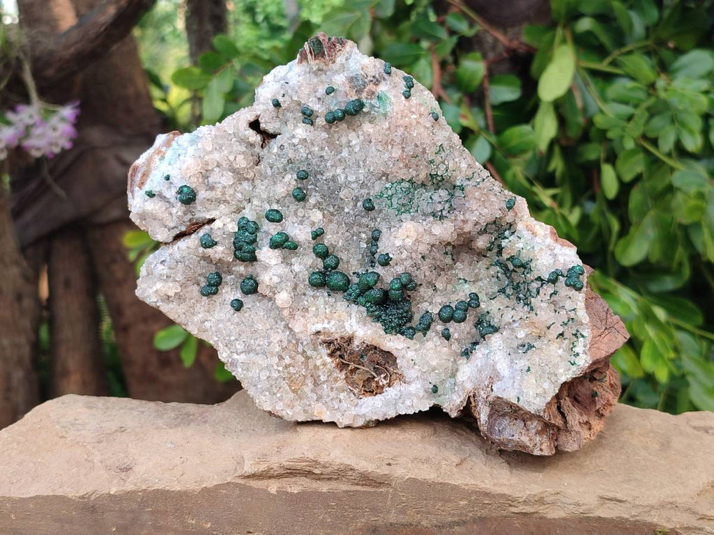 Natural Ball Malachite and Drusy Quartz On Dolomite Matrix Specimens x 1 From Kambove, Congo - Toprock Gemstones and Minerals 