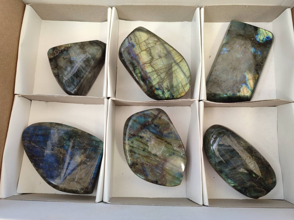 Polished Labradorite Standing Free Forms x 6 From Tulear, Madagascar - Toprock Gemstones and Minerals 