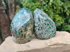 Polished Emerald Mica 'Mutokolite' Standing Free Forms x 3 From Mutoko, Zimbabwe - Toprock Gemstones and Minerals 