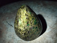 Polished Emerald Mica 'Mutokolite' Standing Free Forms x 3 From Mutoko, Zimbabwe