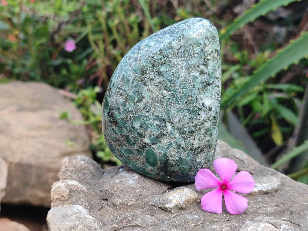 Polished Emerald Mica 'Mutokolite' Standing Free Forms x 3 From Mutoko, Zimbabwe - Toprock Gemstones and Minerals 