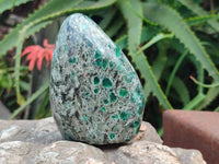 Polished Emerald Mica 'Mutokolite' Standing Free Forms x 3 From Mutoko, Zimbabwe