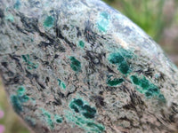 Polished Emerald Mica 'Mutokolite' Standing Free Forms x 3 From Mutoko, Zimbabwe