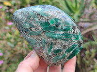 Polished Emerald Mica 'Mutokolite' Standing Free Forms x 3 From Mutoko, Zimbabwe