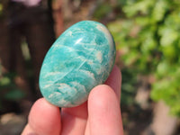Polished Blue Amazonite Palm Stones x 12 From Madagascar