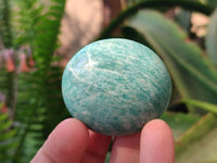 Polished Blue Amazonite Palm Stones x 12 From Madagascar