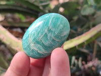 Polished Blue Amazonite Palm Stones x 12 From Madagascar