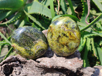 Polished Green Opal Palm Stones x 6 From Antsirabe, Madagascar