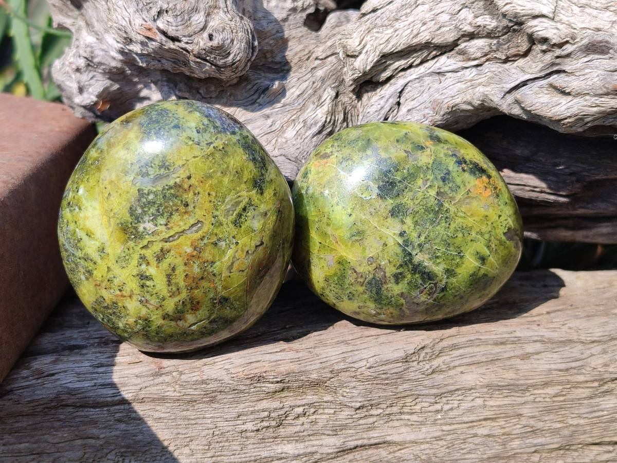 Polished Green Opal Palm Stones x 6 From Antsirabe, Madagascar - Toprock Gemstones and Minerals 
