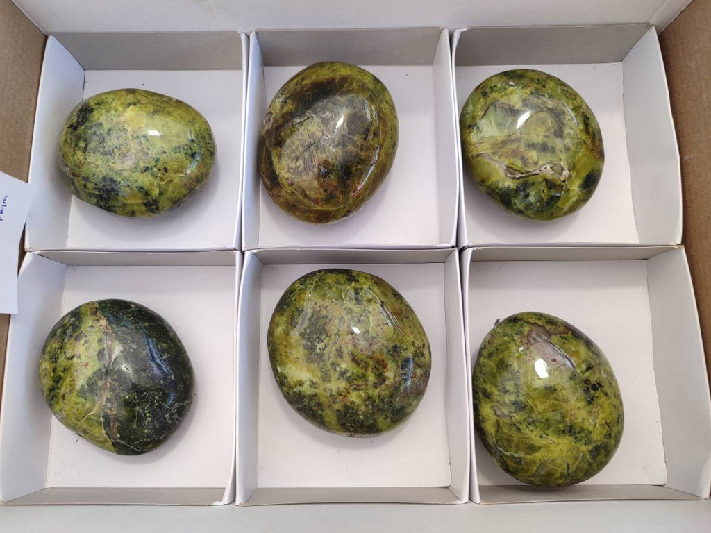 Polished Green Opal Palm Stones x 6 From Antsirabe, Madagascar - Toprock Gemstones and Minerals 