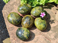Polished Green Opal Palm Stones x 6 From Antsirabe, Madagascar