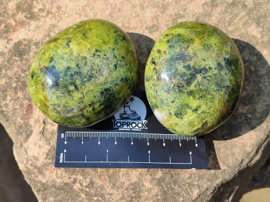 Polished Green Opal Palm Stones x 6 From Antsirabe, Madagascar - Toprock Gemstones and Minerals 