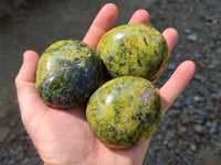 Polished Green Opal Palm Stones x 6 From Antsirabe, Madagascar