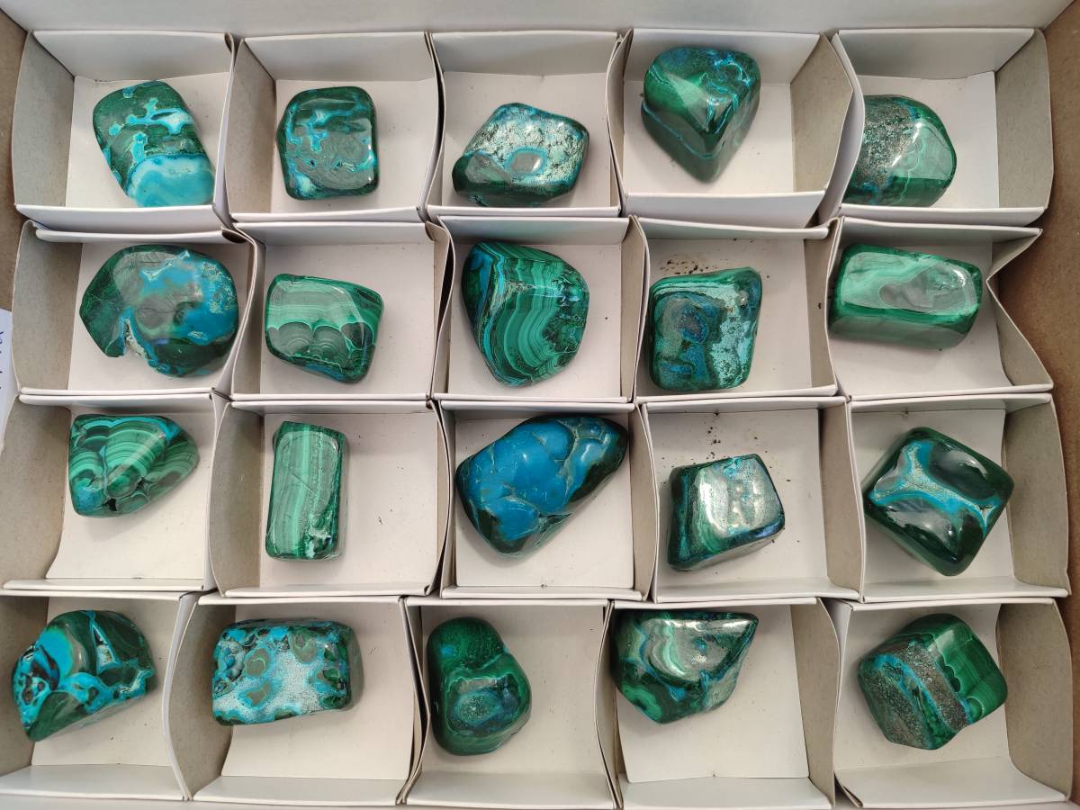 Polished Malacolla Free Forms x 20 From Kalukundi Mine, Congo - Toprock Gemstones and Minerals 