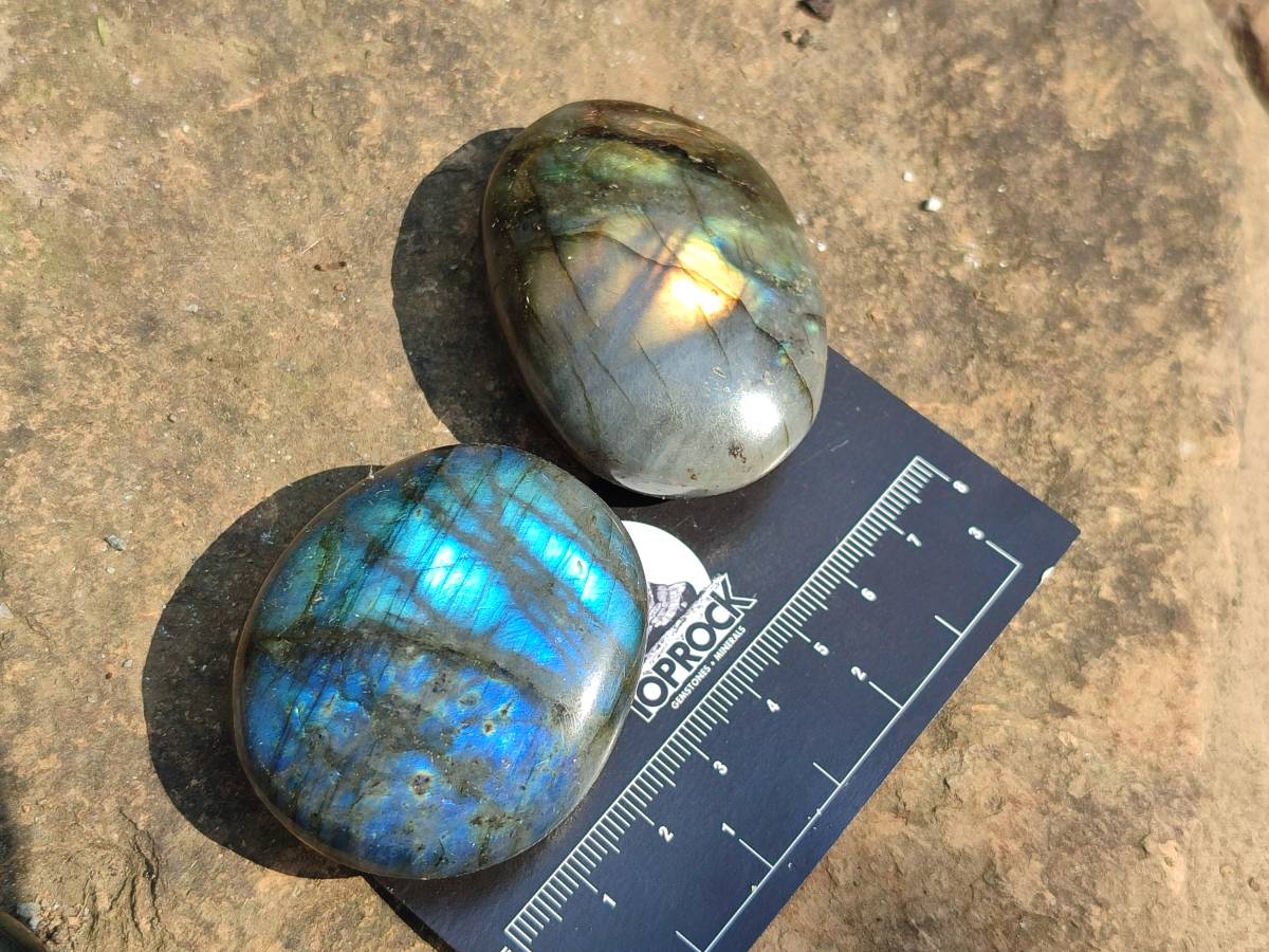Polished Labradorite Palm Stones x 20 From Tulear, Madagascar - Toprock Gemstones and Minerals 