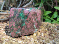 Polished Ruby Corundum In Chrome Verdite Standing Free Forms x 4 From Zimbabwe