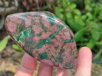 Polished Ruby Corundum In Chrome Verdite Standing Free Forms x 4 From Zimbabwe