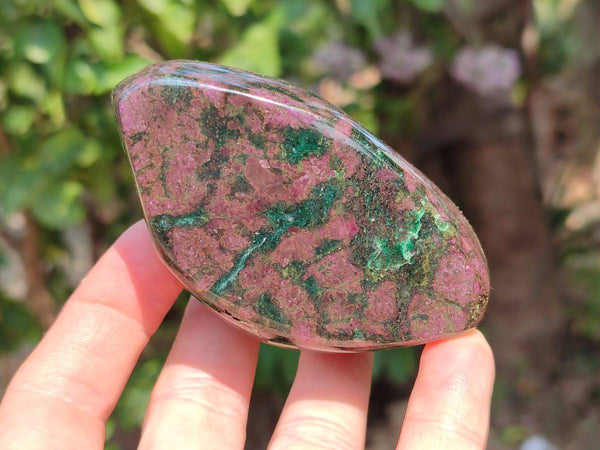Polished Ruby Corundum In Chrome Verdite Standing Free Forms x 4 From Zimbabwe