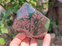 Polished Ruby Corundum In Chrome Verdite Standing Free Forms x 4 From Zimbabwe