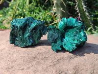 Natural Silky Malachite Specimens x 4 From Kasompe, Congo