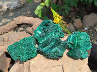 Natural Silky Malachite Specimens x 4 From Kasompe, Congo