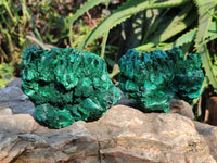 Natural Silky Malachite Specimens x 4 From Kasompe, Congo