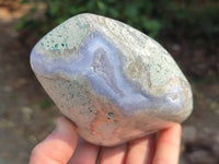 Polished Blue Lace Agate Standing Free Forms x 2 From Nsanje, Malawi