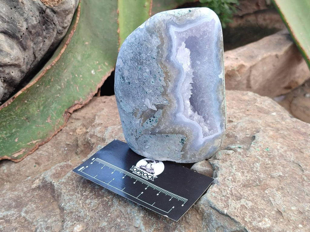 Polished Blue Lace Agate Standing Free Forms x 2 From Nsanje, Malawi - Toprock Gemstones and Minerals 