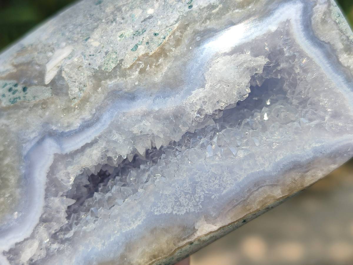 Polished Blue Lace Agate Standing Free Forms x 2 From Nsanje, Malawi - Toprock Gemstones and Minerals 