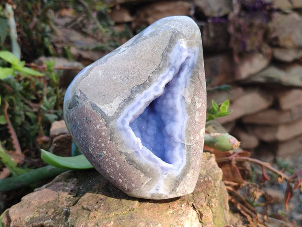 Polished Blue Lace Agate Standing Free Forms x 2 From Nsanje, Malawi