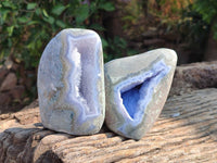Polished Blue Lace Agate Standing Free Forms x 2 From Nsanje, Malawi