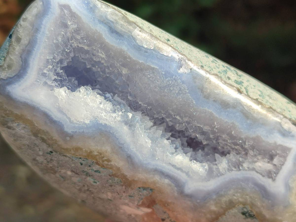 Polished Blue Lace Agate Standing Free Forms x 2 From Nsanje, Malawi - Toprock Gemstones and Minerals 