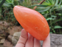 Polished Orange Twist Calcite Standing Free Forms x 2 From Maevantanana, Madagascar