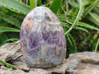 Polished Deep Purple Chevron Amethyst Standing Free Forms x 4 From Ankazobe, Madagascar