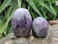 Polished Deep Purple Chevron Amethyst Standing Free Forms x 4 From Ankazobe, Madagascar