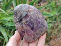 Polished Deep Purple Chevron Amethyst Standing Free Forms x 4 From Ankazobe, Madagascar