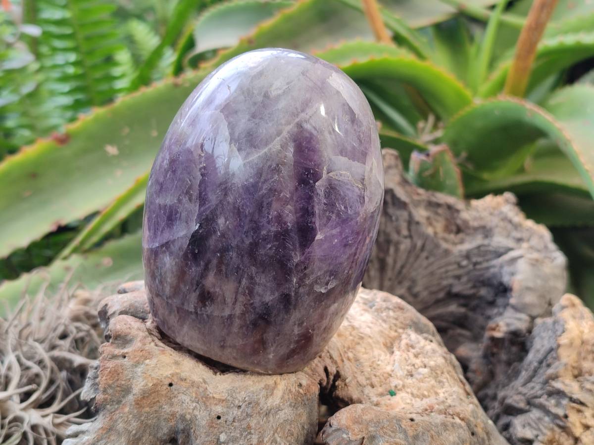 Polished Deep Purple Chevron Amethyst Standing Free Forms x 4 From Ankazobe, Madagascar - Toprock Gemstones and Minerals 