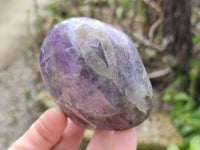 Polished Deep Purple Chevron Amethyst Standing Free Forms x 4 From Ankazobe, Madagascar