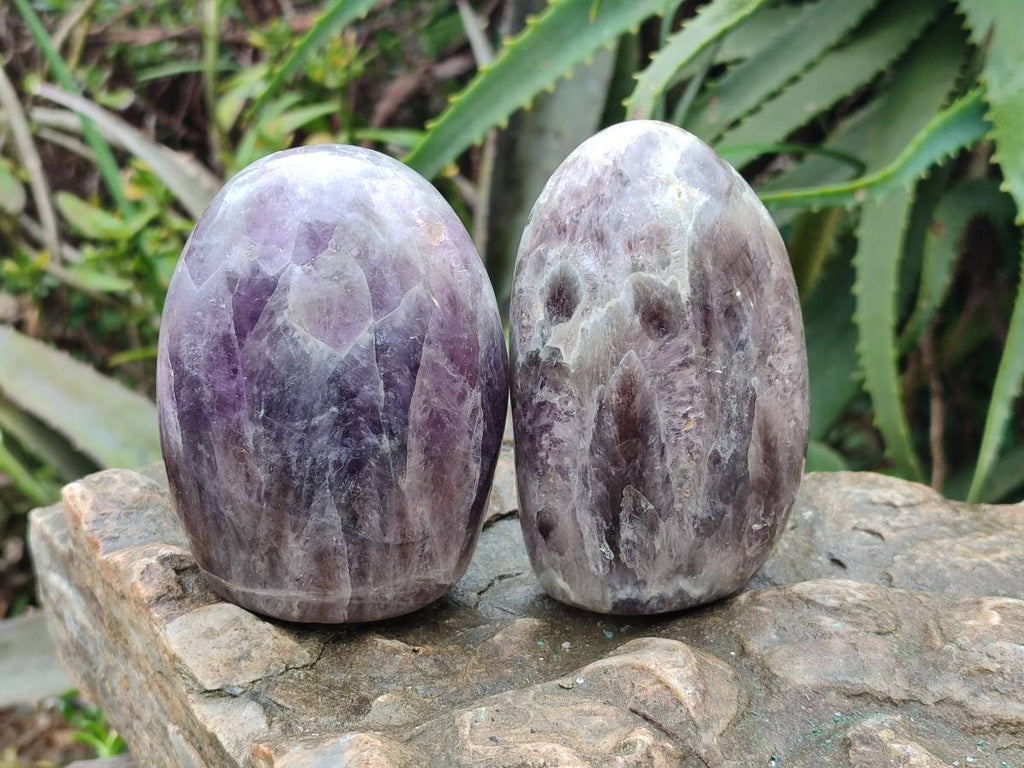 Polished Deep Purple Chevron Amethyst Standing Free Forms x 4 From Ankazobe, Madagascar - Toprock Gemstones and Minerals 