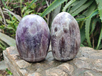Polished Deep Purple Chevron Amethyst Standing Free Forms x 4 From Ankazobe, Madagascar
