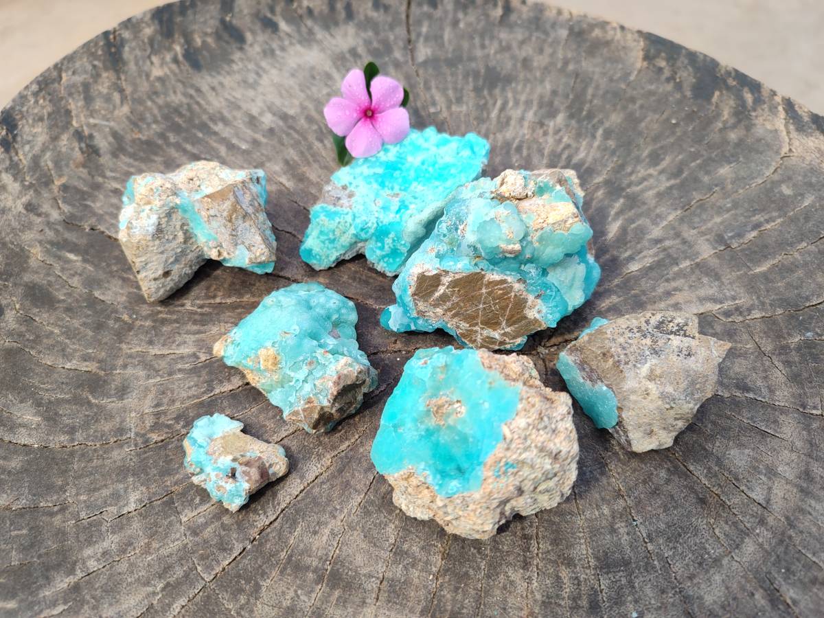 Natural Hemimorphite on Dolomite Specimens x 6 From Lupoto Mine, Congo - Toprock Gemstones and Minerals 