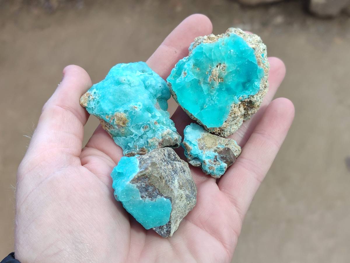Natural Hemimorphite on Dolomite Specimens x 6 From Lupoto Mine, Congo - Toprock Gemstones and Minerals 