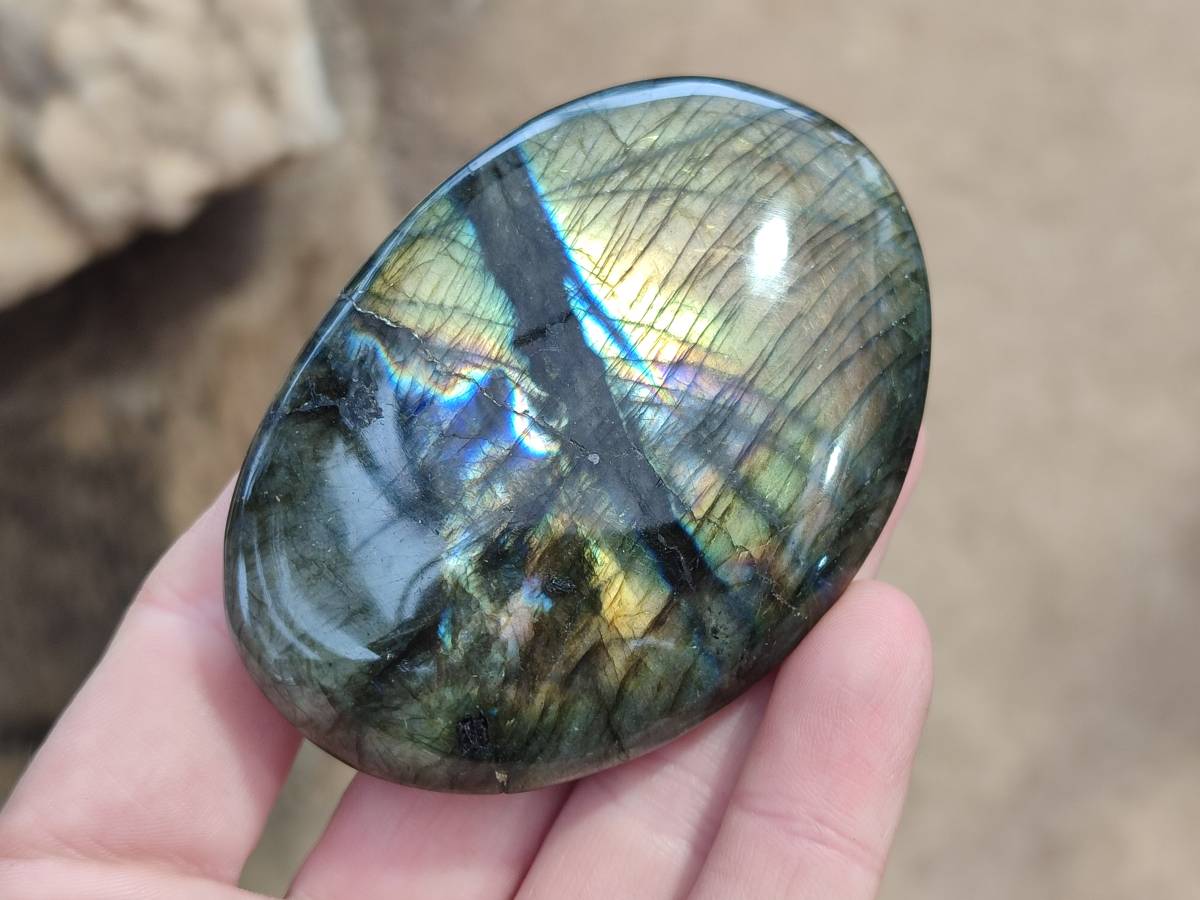 Polished Labradorite Palm Stones x 12 From Tulear, Madagascar - Toprock Gemstones and Minerals 