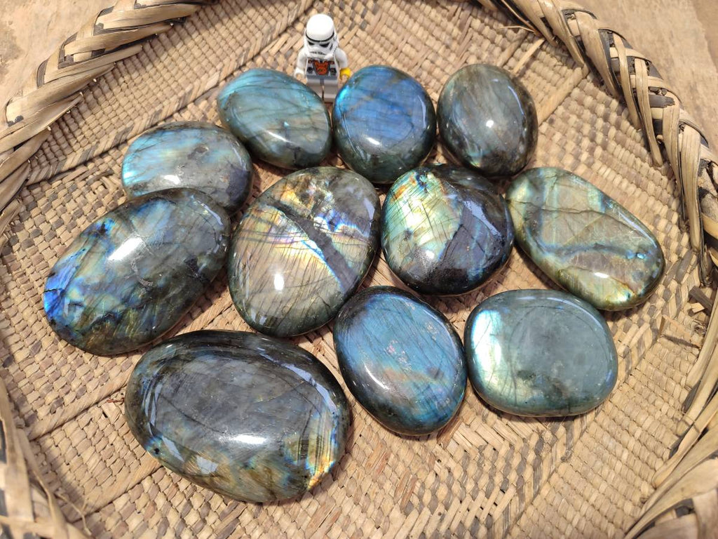 Polished Labradorite Palm Stones x 12 From Tulear, Madagascar - Toprock Gemstones and Minerals 