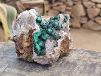 Natural Ball Malachite and Drusy Quartz On Dolomite Matrix Specimen x 1 From Kambove, Congo